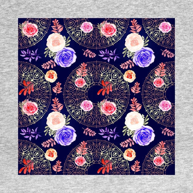 Spring Mandalas and Roses Plum by sandpaperdaisy